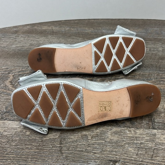 Tory Burch Silver Metallic Leather Ballet Flats Size 8 - Picture 6 of 13